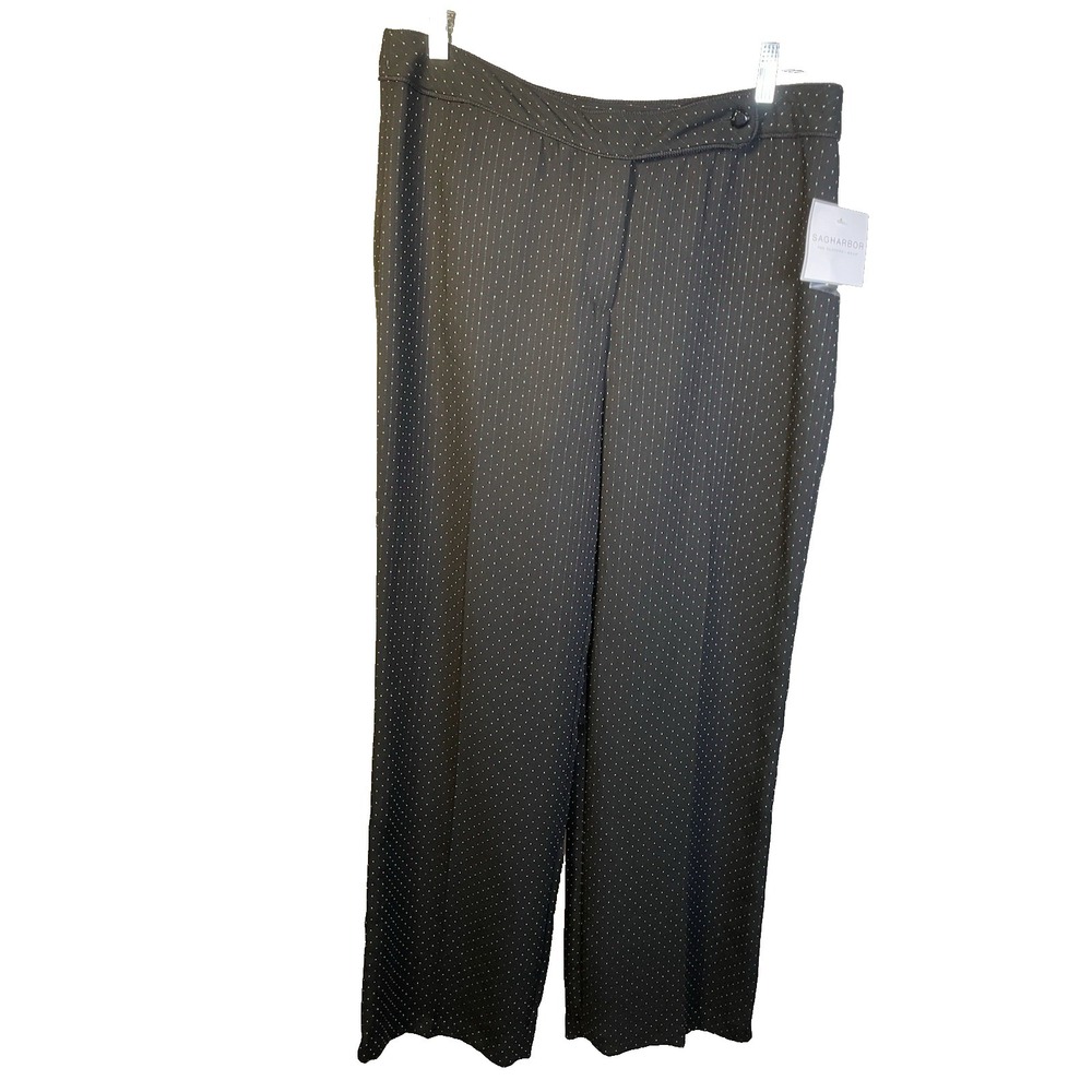 NEW Sag Harbor Women's Dress Pants 16 Missy Colored Polka Dots Black‎ Office